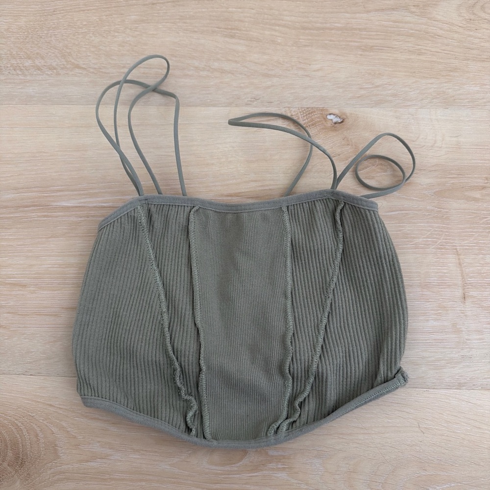 Urban Outfitters Out From Under sage greeb Ribbed Crop Cami Top